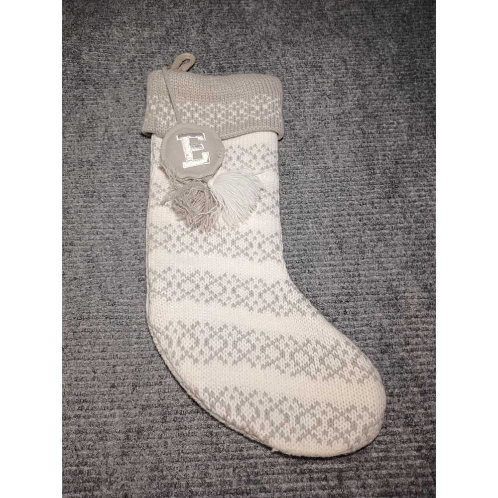 Wondershop Gray And White Letter E Christmas Stocking
